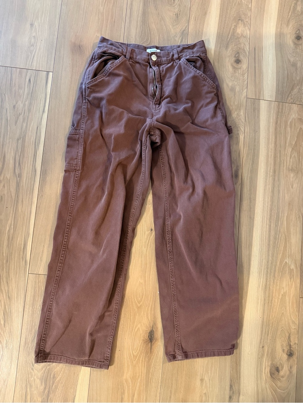 Garage Womens Sz 7 Brown Cotton Carpenter Pants Baggy Relaxed Pockets Streetwear